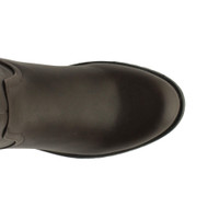 Top view of Brown PU Low Heel Biker Over The Knee Boots