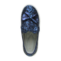Top view of Navy Glitter Rabbit Bunny Ears Bow Plimsolls Trainers
