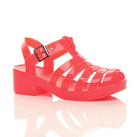 Front right side view of Coral Mid Heel Gladiator Jelly Kids Sandals