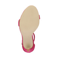 Bottom view of the sole of Fuchsia Pink Suede High Heel Strappy Barely There Sandals