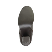 Bottom view of the sole of Brown PU High Heel Biker Military Calf Boots