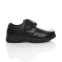 Right side view of Black PU Memory Foam Insole Comfort Cushioned Touch Close Smart Work Shoes