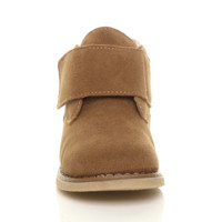 Front view of Chestnut Tan Suede Unisex Infants Toddlers Touch Close Strap Desert Boots