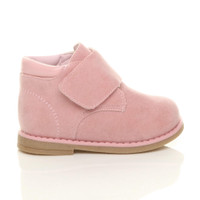Right side view of Pink Suede Unisex Infants Toddlers Touch Close Strap Desert Boots