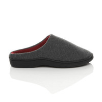 Right side view of Grey Cord Fur Lined Winter Slip On Memory Foam Slippers Mukes Indoor Shoes