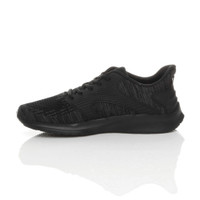 Left side view of Black Mens Memory Foam Lace Up Mesh Trainers Sneakers
