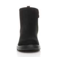 Front view of Black Suede Low Wedge Heel Chelsea Comfort Ankle Boots