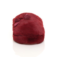 Front view of Burgundy Fur Fur Fluffy Slip On Mules Grip Sole Scuffs Comfort Slippers