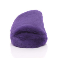Front view of Purple Fur Low Heel Slip On Fluffy Elasticated Slippers Sliders