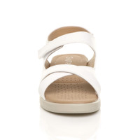 Front view of White PU Low Wedge Heel Slingback Strappy Comfort Sandals