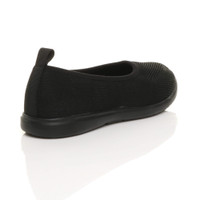 Back right side view of Black Slip On Memory Foam Ballet Flats Trainers