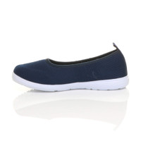Left side view of Navy Slip On Memory Foam Ballet Flats Trainers