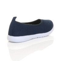 Back right side view of Navy Slip On Memory Foam Ballet Flats Trainers