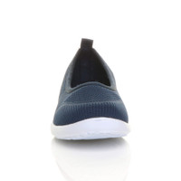 Front view of Navy Slip On Memory Foam Ballet Flats Trainers