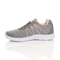 Left side view of Grey Lace Up Comfort Memory Foam Trainers Sneakers