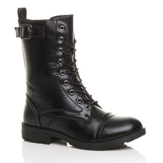 Military style store heeled boots