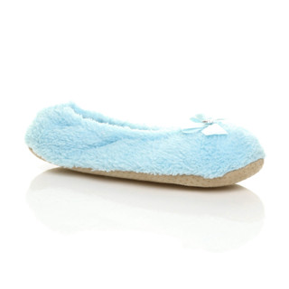 Front right side view of Baby Blue Fleece Fluffy Footlets Slippers Socks