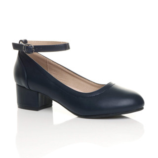 black patent court shoes with ankle strap