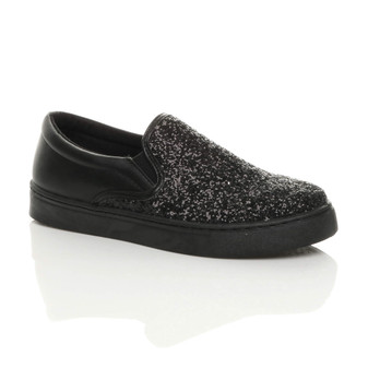 black glitter plimsolls