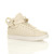 Front right side view of Beige PU Strap Hi-Top Trainers Ankle Boots