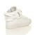 Back right side view of White PU Strap Hi-Top Trainers Ankle Boots