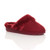 Front right side view of Berry Red Suede Fur Lined Winter Luxury Mules Slippers