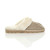 Right side view of Beige Suede Fur Lined Winter Luxury Mules Slippers