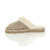 Left side view of Beige Suede Fur Lined Winter Luxury Mules Slippers