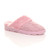 Front right side view of Pink Glitter Knit Fur Lined Winter Luxury Mules Slippers
