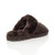 Back right side view of Brown Suede Fur Lined Winter Luxury Mules Slippers