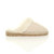 Right side view of Beige Knit Fur Lined Winter Luxury Mules Slippers