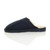 Left side view of Navy Suede Flat Fur Lined Luxury Mules Slippers