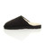 Left side view of Black Suede Flat Fur Lined Luxury Mules Slippers