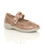 Front right side view of Rose Gold PU Mary Jane Grip Sole Comfort Shoes