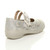 Back right side view of Silver PU Mary Jane Grip Sole Comfort Shoes