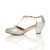 Left side view of Silver PU Mid Heel T-Bar Brogue Shoes Sandals