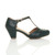 Right side view of Dark Teal Green PU Mid Heel T-Bar Brogue Shoes Sandals