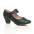 Front right side view of Dark Teal Green PU Mid Heel Comfort Touch Close Mary Jane Court Shoes