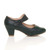 Right side view of Dark Teal Green PU Mid Heel Comfort Touch Close Mary Jane Court Shoes
