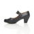 Left side view of Navy PU Mid Heel Comfort Touch Close Mary Jane Court Shoes