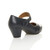 Back right side view of Navy PU Mid Heel Comfort Touch Close Mary Jane Court Shoes
