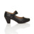 Right side view of Black PU Mid Heel Comfort Touch Close Mary Jane Court Shoes