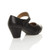 Back right side view of Black PU Mid Heel Comfort Touch Close Mary Jane Court Shoes