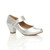 Front right side view of Silver PU Mid Heel Comfort Touch Close Mary Jane Court Shoes