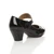Back right side view of Black Patent Mid Heel Comfort Touch Close Mary Jane Court Shoes