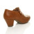 Back right side view of Tan PU Mid Heel Buttons Brogue Ankle Boots Booties