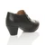 Back right side view of Black PU Mid Heel Buttons Brogue Ankle Boots Booties