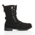 Right side view of Black Suede Low Heel Zip Military Ankle Boots
