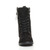 Front view of Black Suede Low Heel Zip Military Ankle Boots