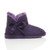 Right side view of Purple Suede Flat Bow Fur Lined Ankle Boots Slippers Booties